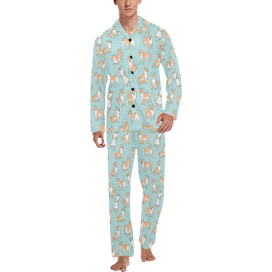 Shiba Inu Print Design LKS304 Men's Long Pajama Set