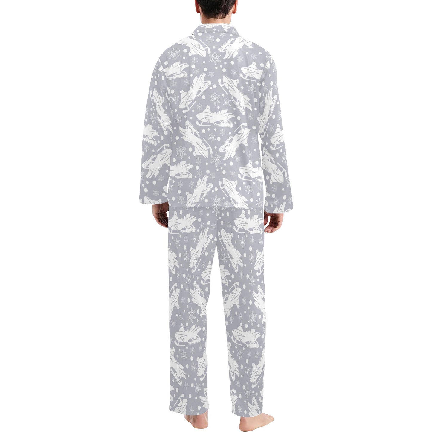Snowmobile Print Design LKS302 Men's Long Pajama Set