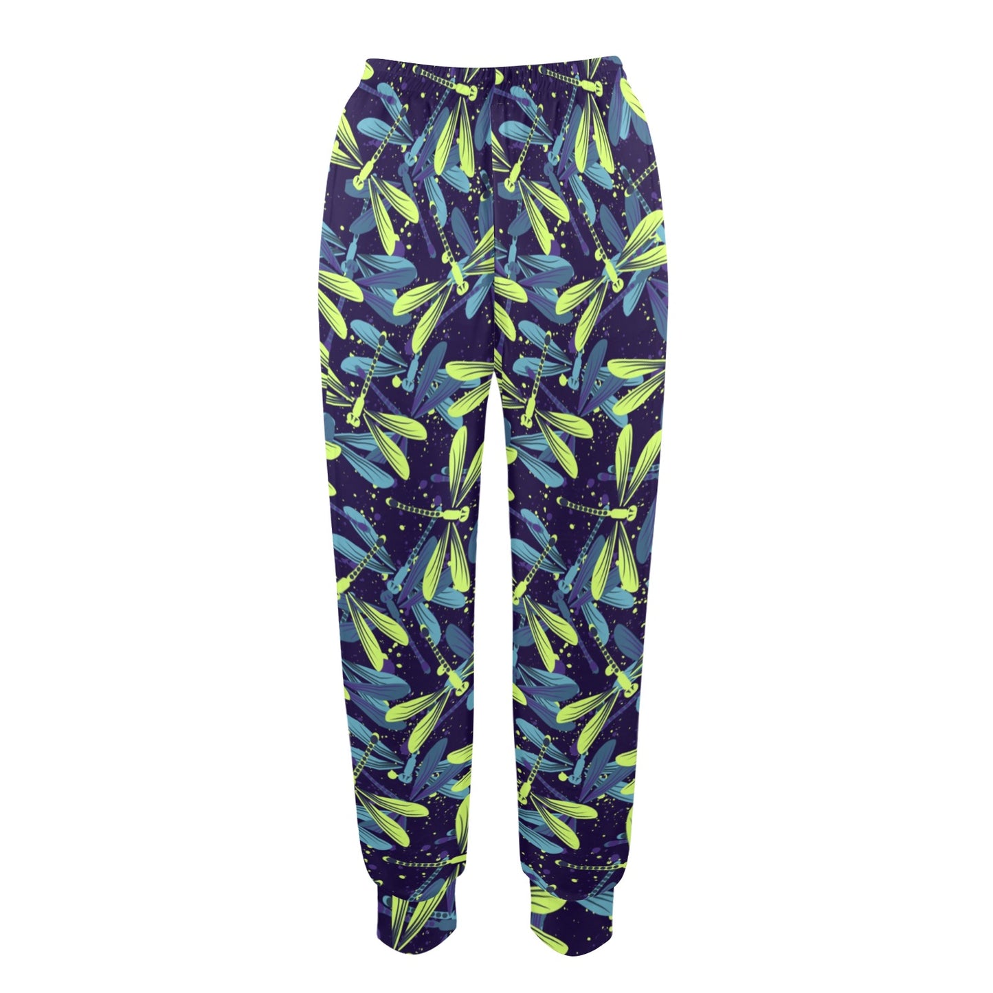 Dragonfly Lime Blue Print Pattern Women's Casual Track Pants