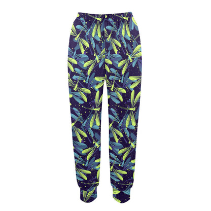 Dragonfly Lime Blue Print Pattern Women's Casual Track Pants
