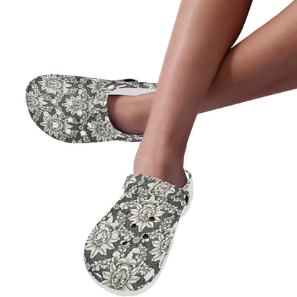 Damask Elegant Print Pattern Unisex Clogs Shoes