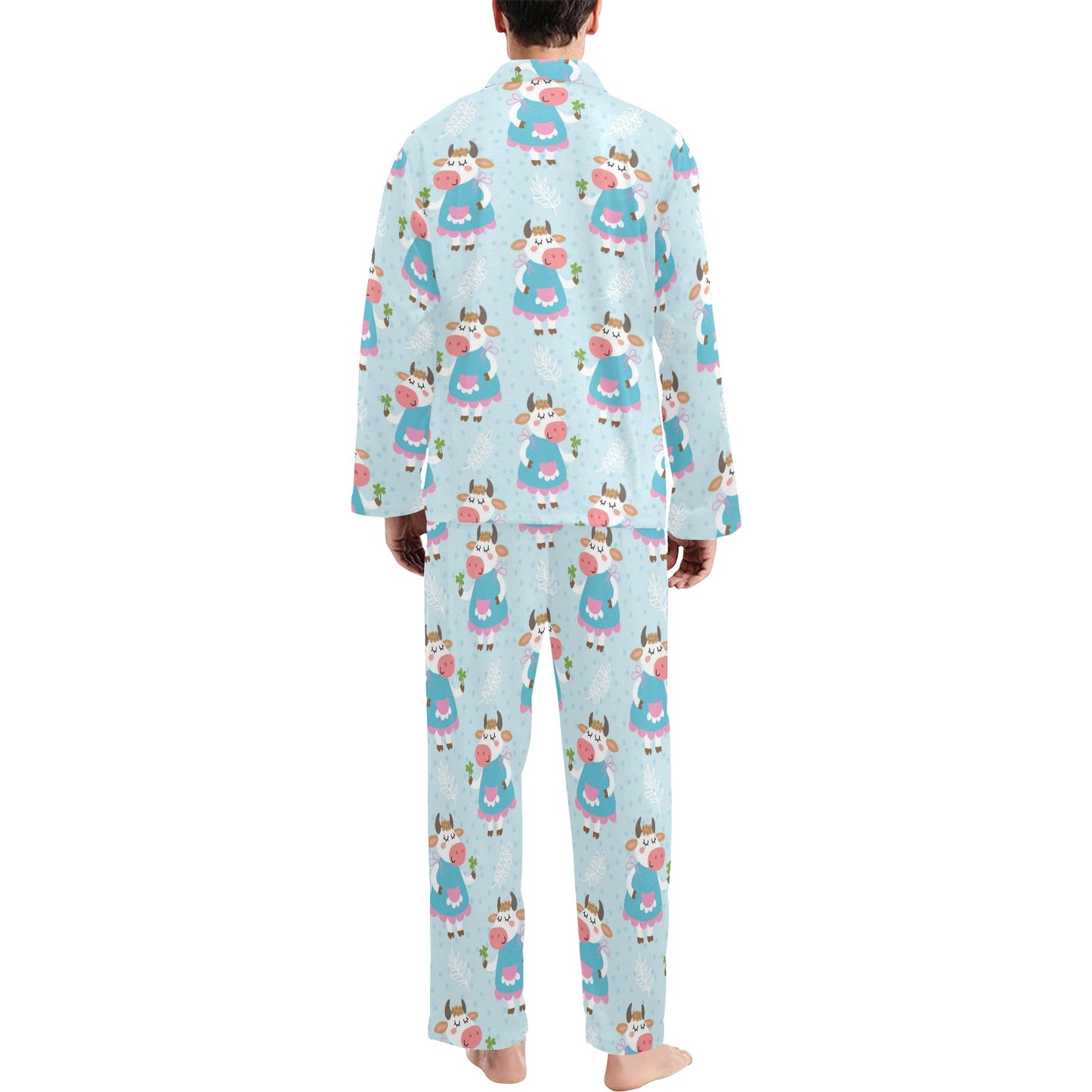 Cattle Happy Pattern Print Design 03 Men's Long Pajama Set