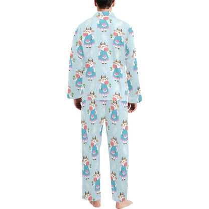 Cattle Happy Pattern Print Design 03 Men's Long Pajama Set