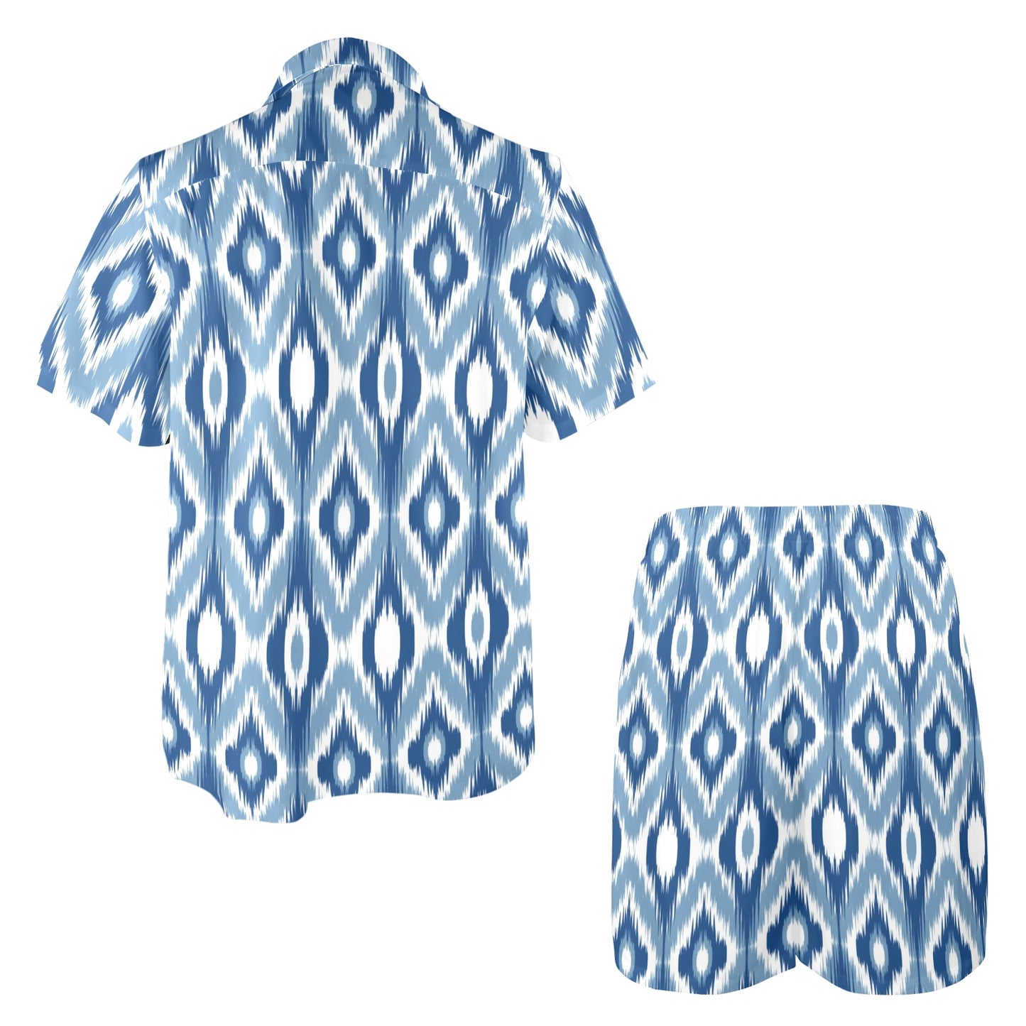 Ikat Pattern Print Design 03 Men's Beach Shirt and Shorts Set