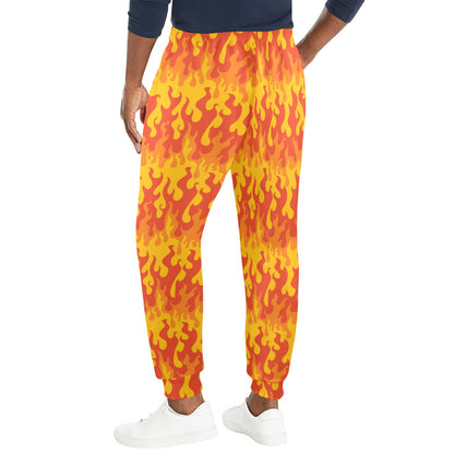 flame Design Print Pattern JJ0175 Men's Casual Track Pants