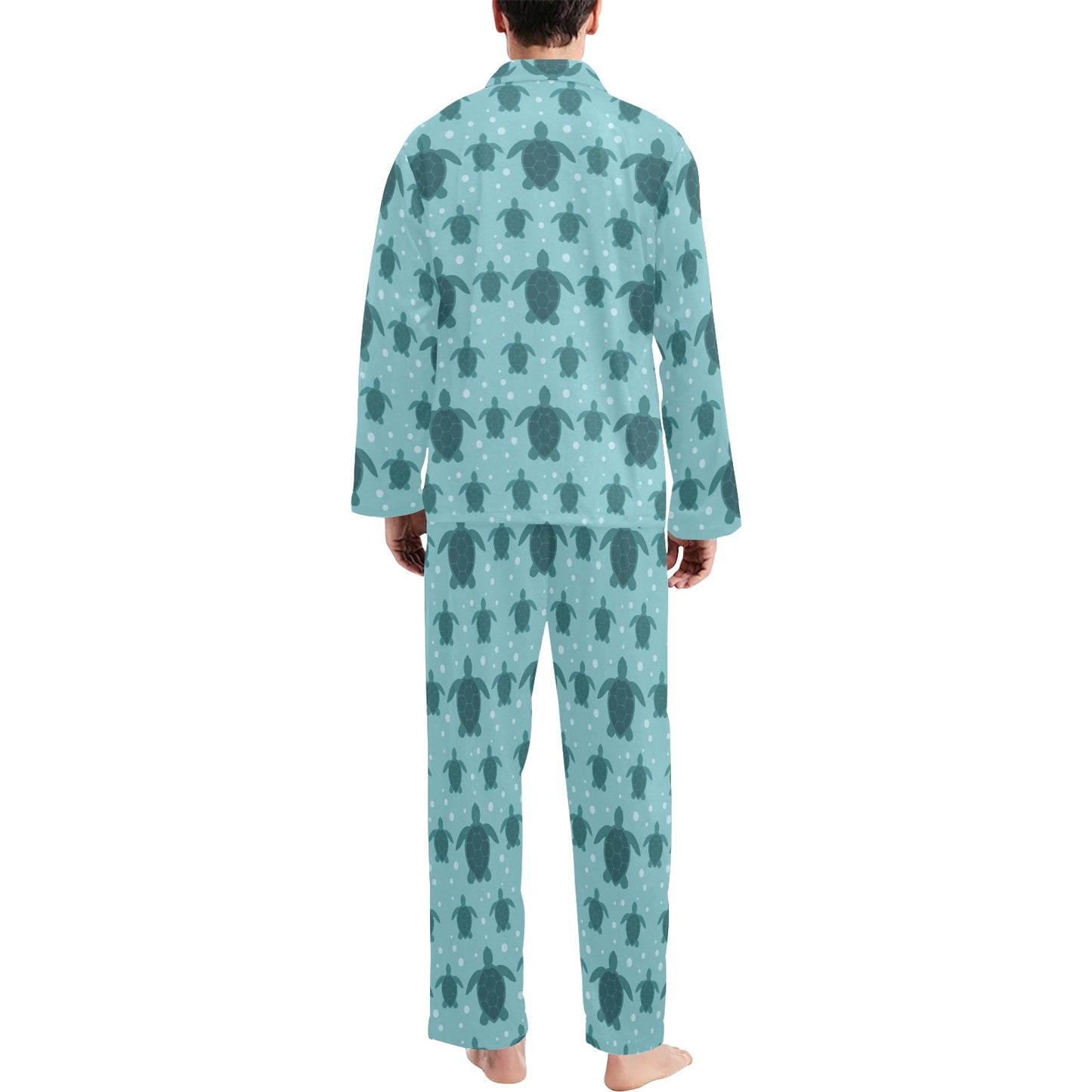 Sea Turtle Print Design LKS305 Men's Long Pajama Set
