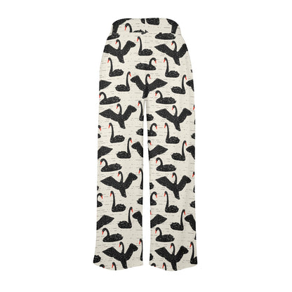 Swan Print Design LKS402 Women's Wide Leg Lounge Pants