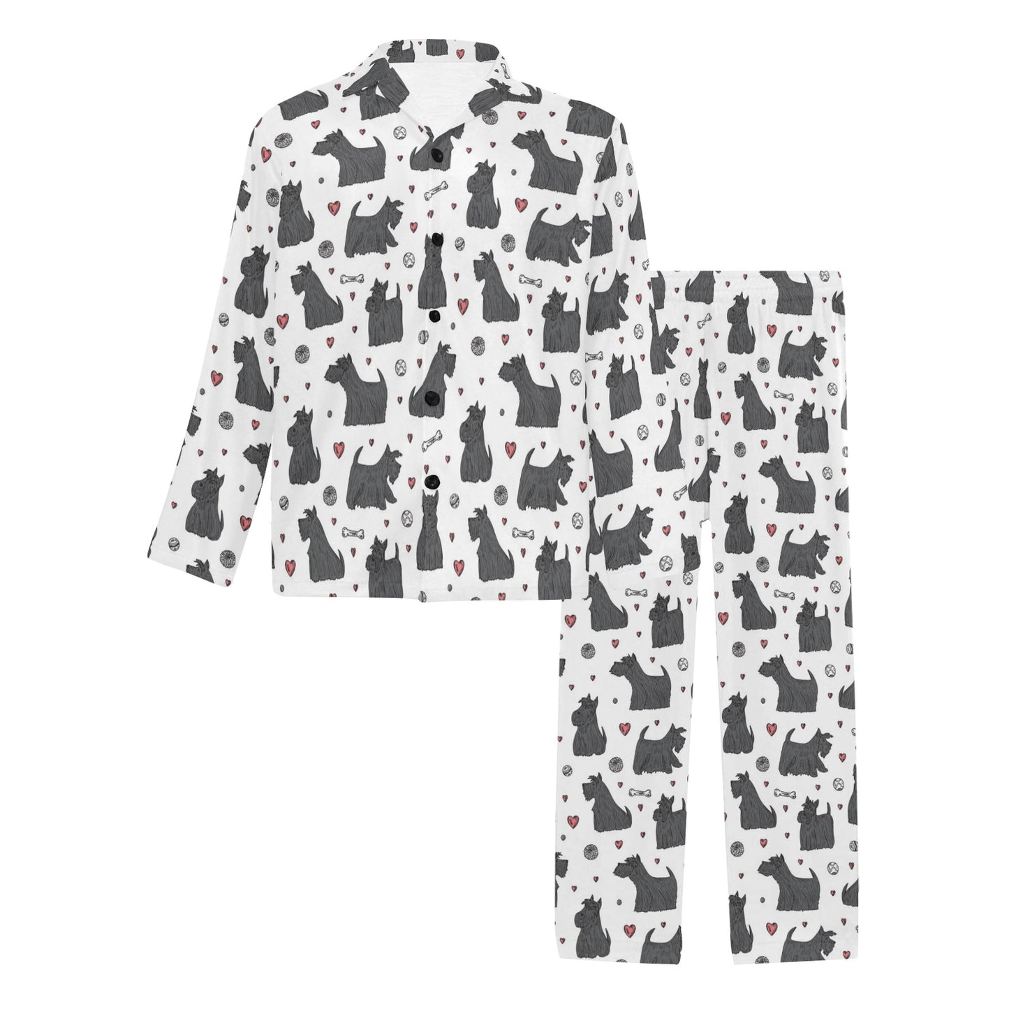 Scottish Terriers Print Design LKS3015 Men's Long Pajama Set