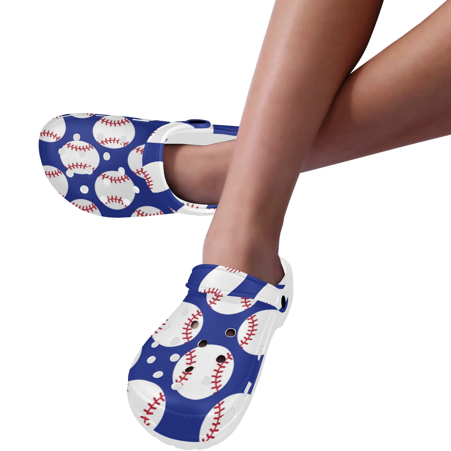 Baseball Blue Background Unisex Clogs Shoes