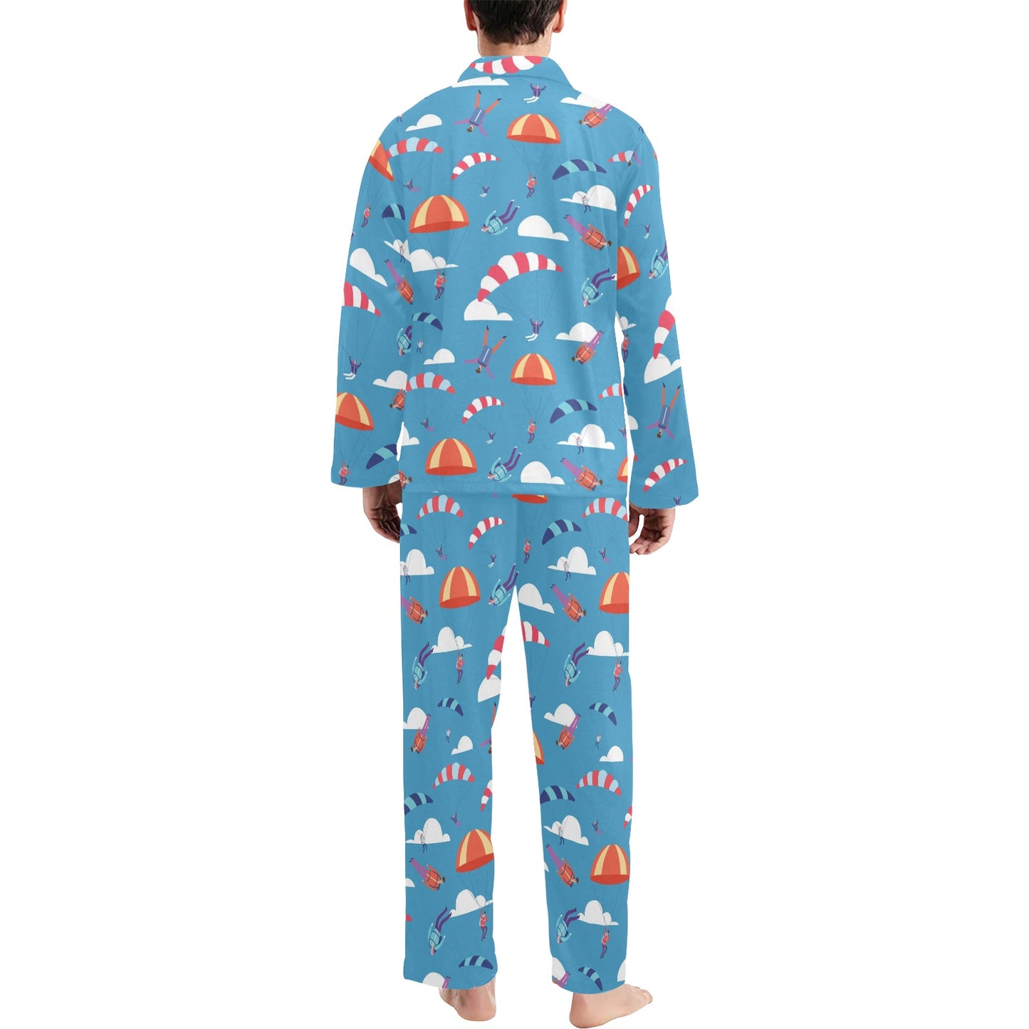 Skydiver Print Design LKS306 Men's Long Pajama Set