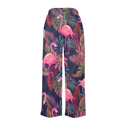 Flamingo Tropical Pattern Women's Wide Leg Lounge Pants