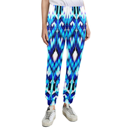 Ikat Blue Pattern Print Design 01 Women's Casual Track Pants