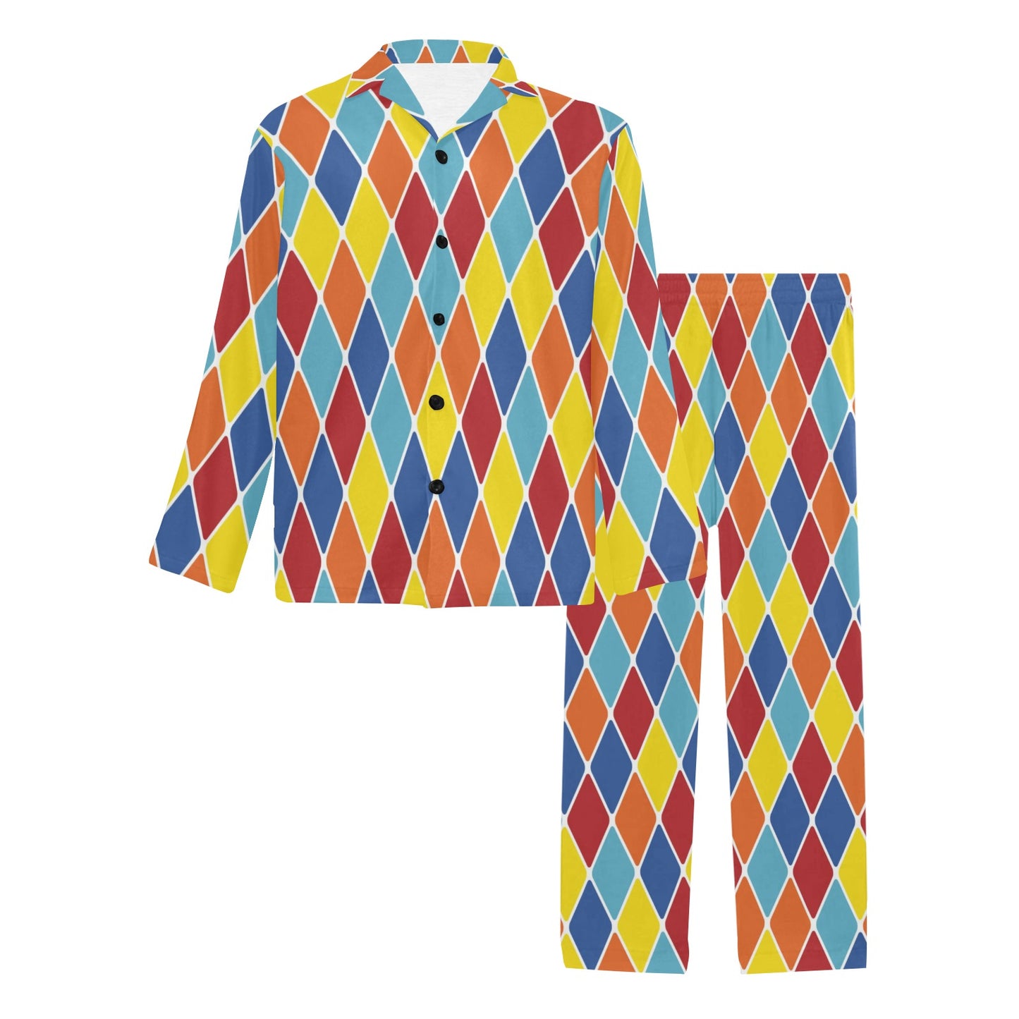 Harlequin Pattern Print Design 01 Men's Long Pajama Set