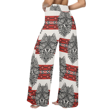Native Indian Wolf Women's Wide Leg Lounge Pants
