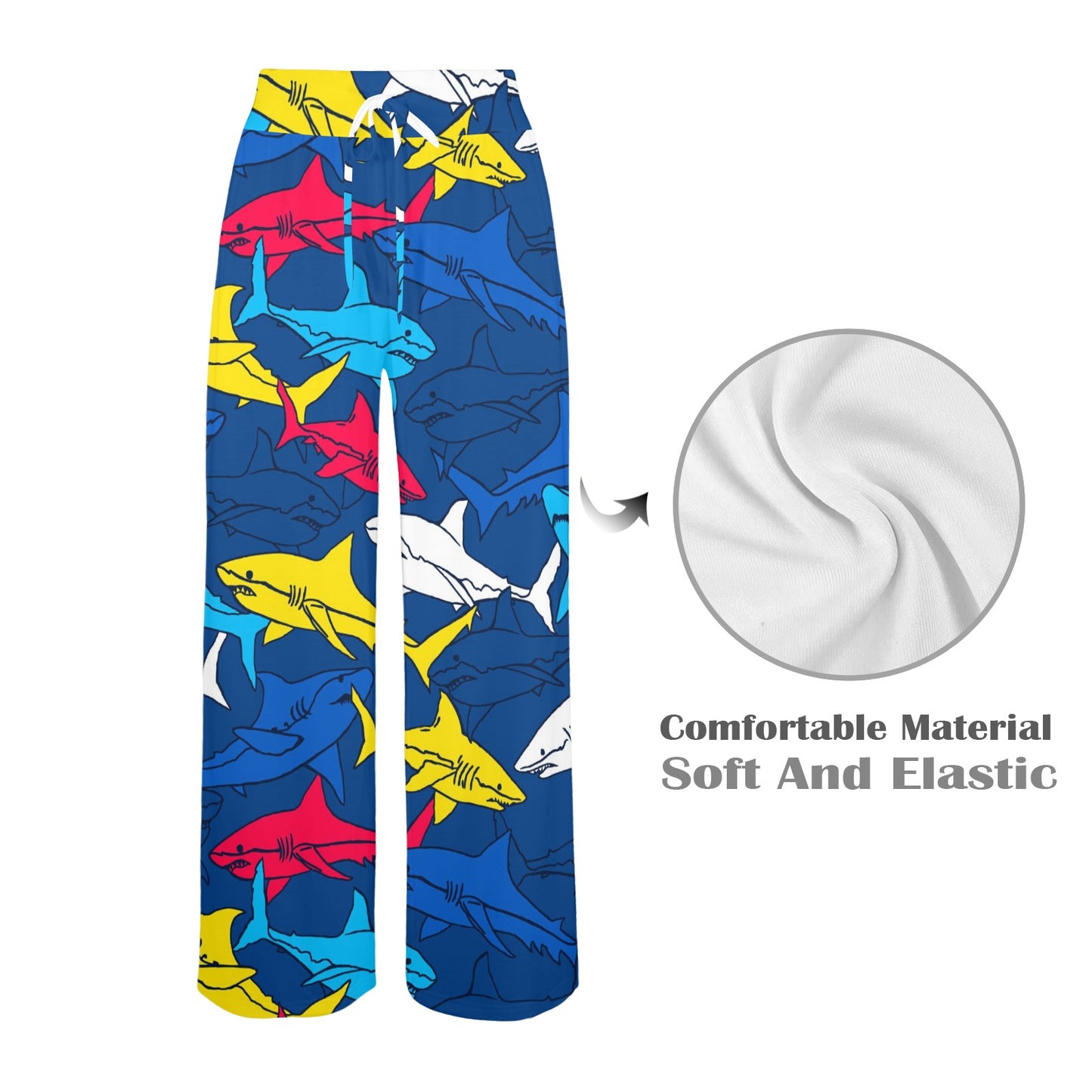 Shark Color Pattern Women's Wide Leg Lounge Pants