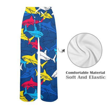 Shark Color Pattern Women's Wide Leg Lounge Pants