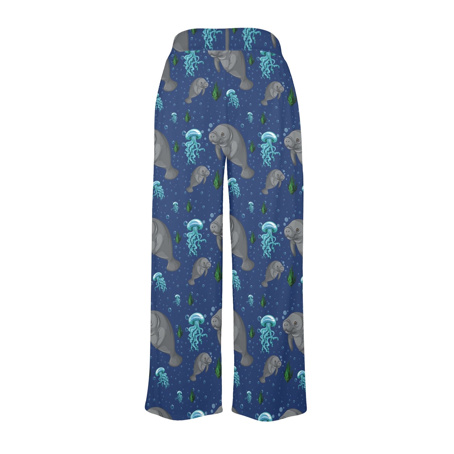 Manatee Pattern Print Design 01 Women's Wide Leg Lounge Pants