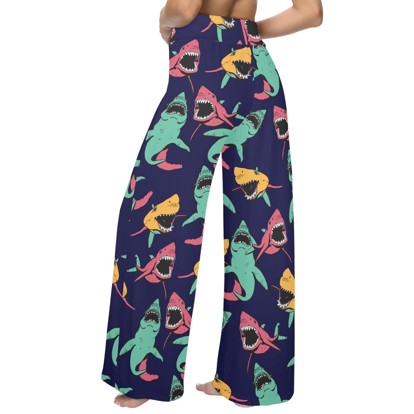Shark Bite Pattern Women's Wide Leg Lounge Pants
