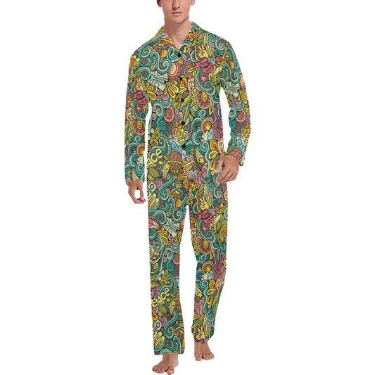 Hippie Print Design LKS302 Men's Long Pajama Set