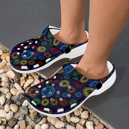 Chakra Colorful Print Pattern Unisex Clogs Shoes