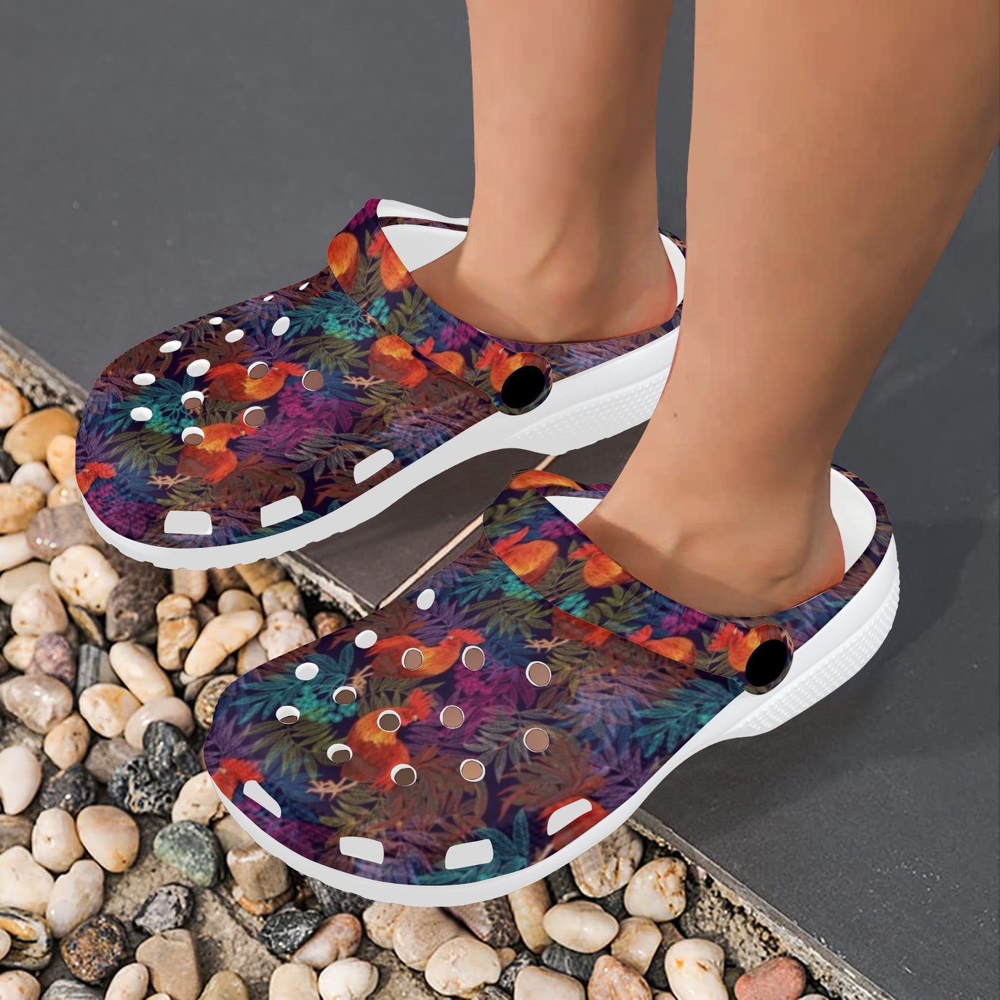 Rooster Print Style Unisex Clogs Shoes