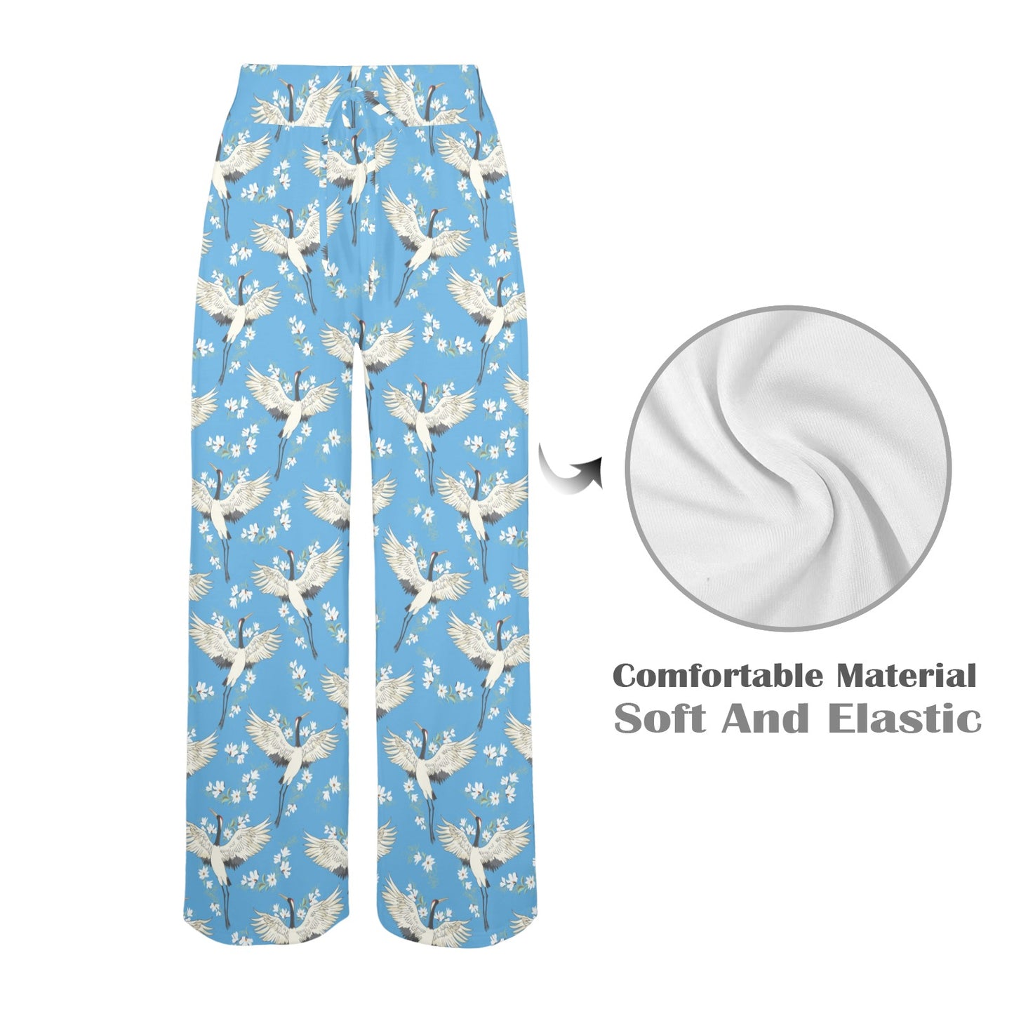 Crane Pattern Print Design 03 Women's Wide Leg Lounge Pants