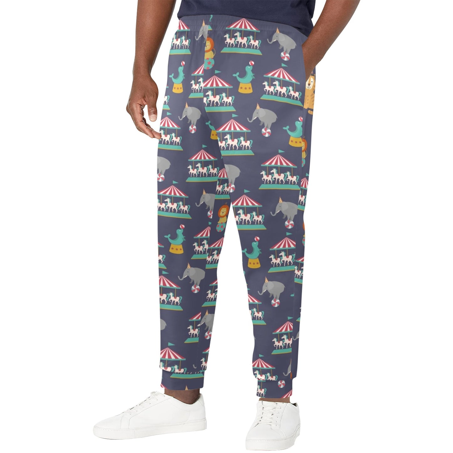 Circus elephant lion Design Print Pattern JJ036 Men's Casual Track Pants