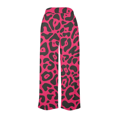 Cheetah Pink Print Pattern Women's Wide Leg Lounge Pants