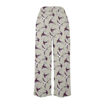 Swallow Bird Pattern Print Design 03 Women's Wide Leg Lounge Pants