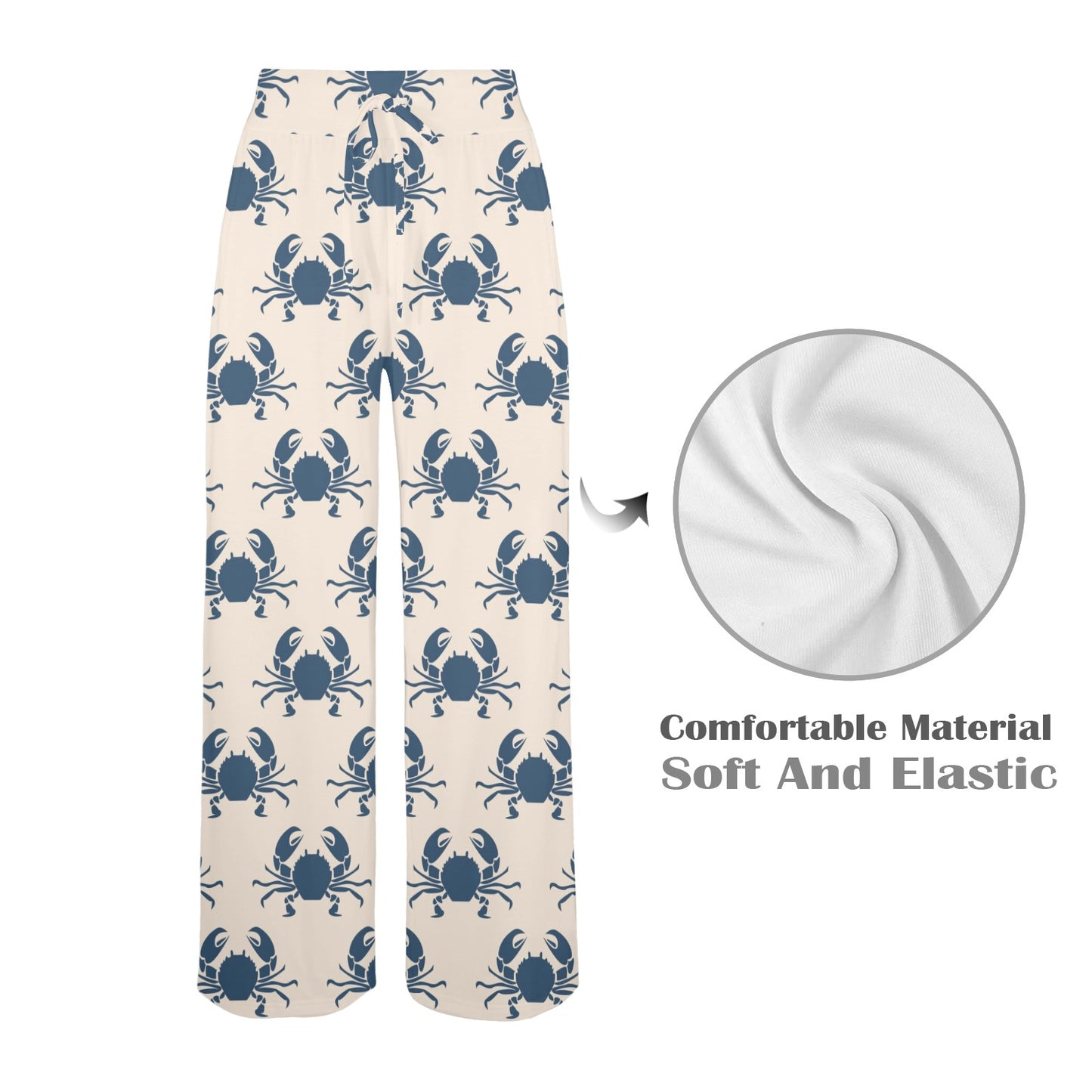 Crab Pattern Print Design 02 Women's Wide Leg Lounge Pants