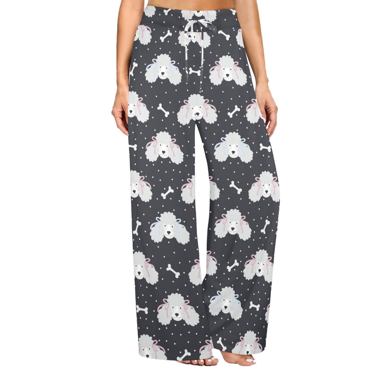 Poodle Pattern Print Design A03 Women's Wide Leg Lounge Pants