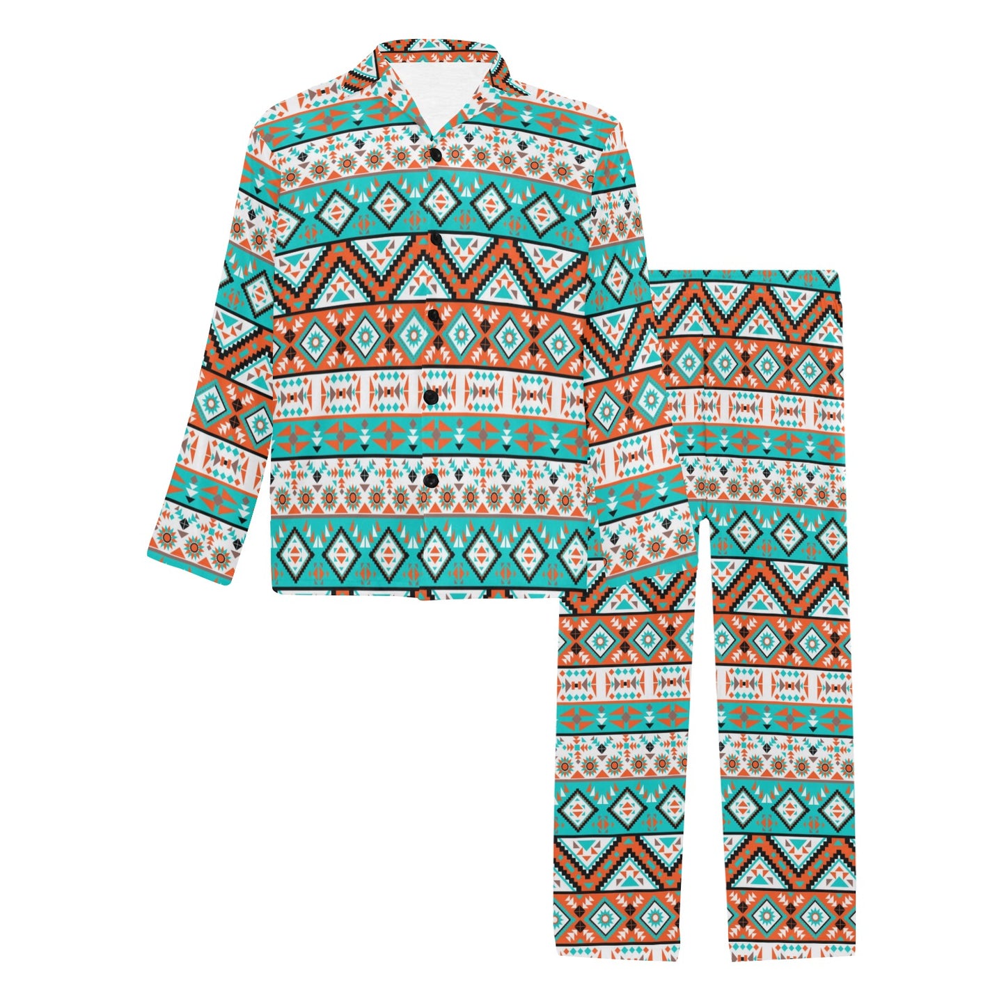 Navajo Style Print Pattern Men's Long Pajama Set