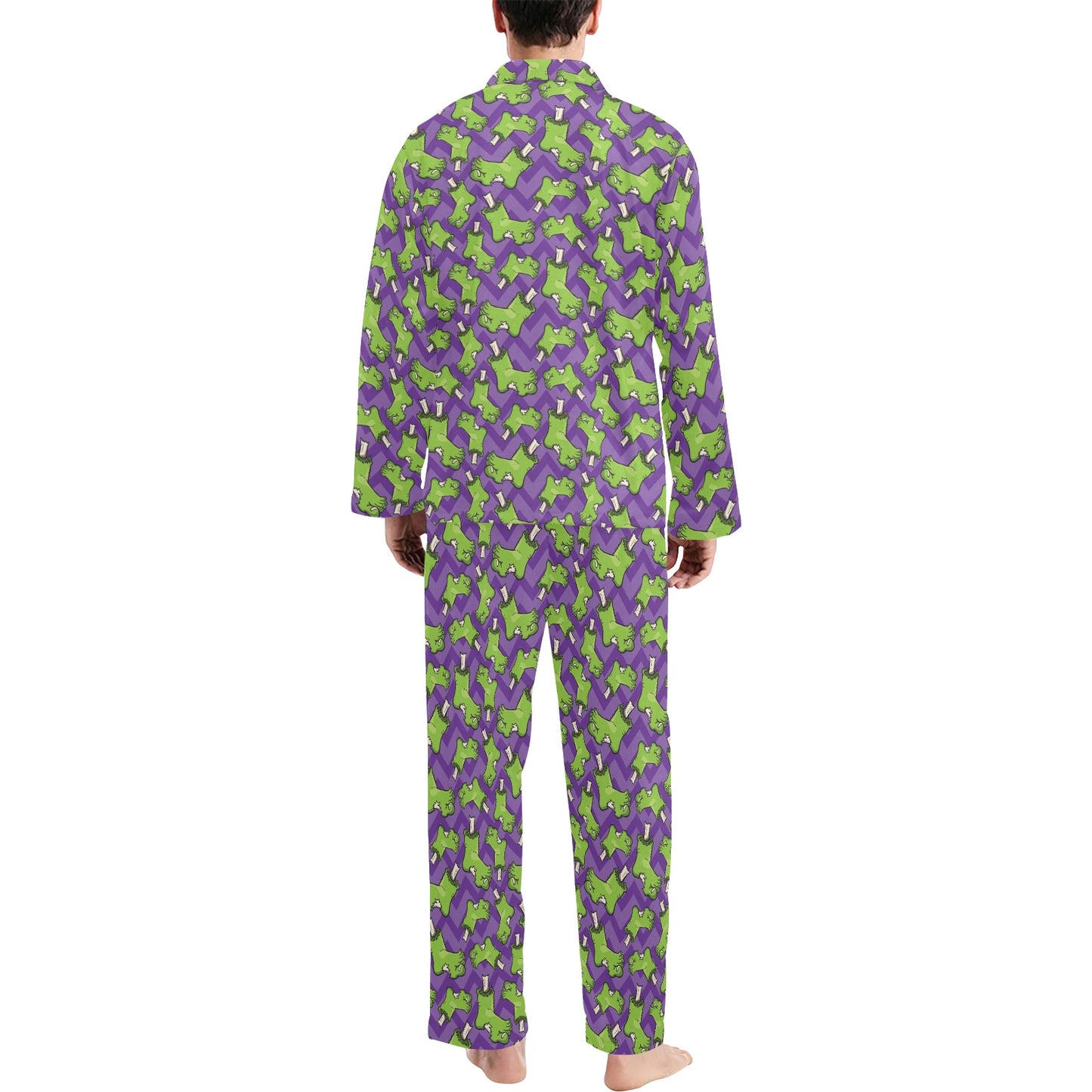 Zombie Foot Design Pattern Print Men's Long Pajama Set