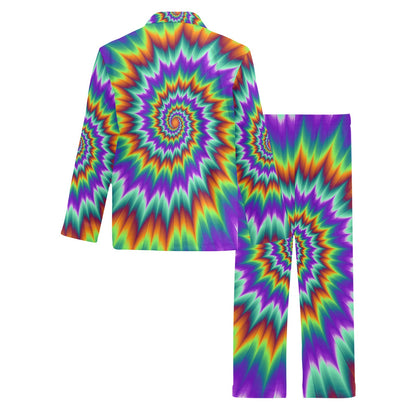 Optical illusion Pulsing fiery spirals Men's Long Pajama Set