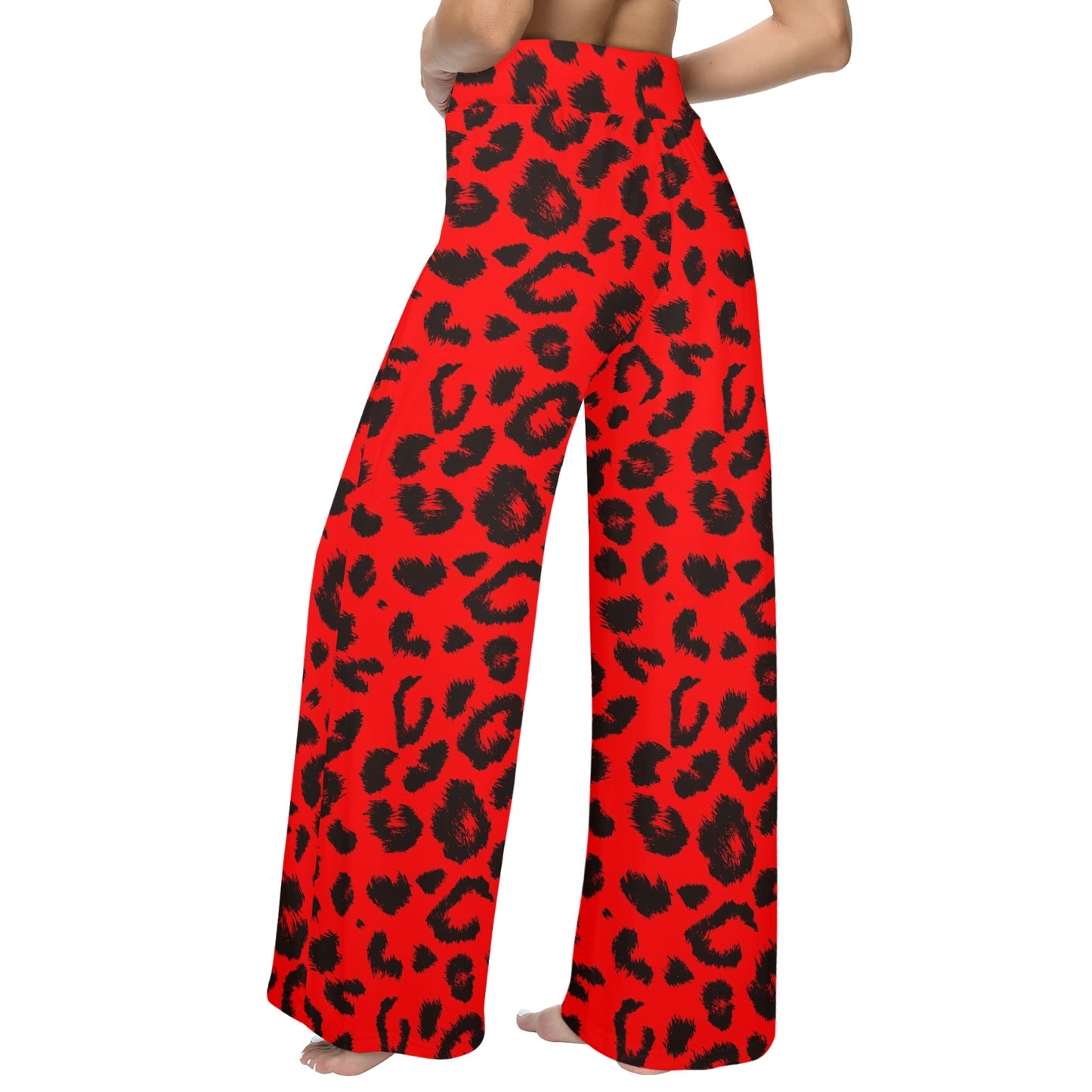 Leopard Red Skin Print Women's Wide Leg Lounge Pants