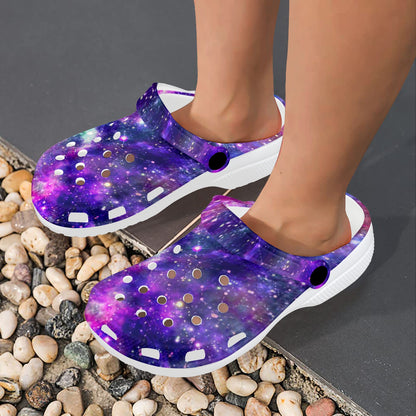 Galaxy Night Stardust Space Print Unisex Clogs Shoes