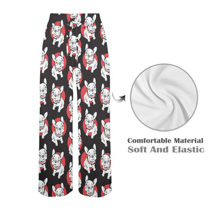 French Bulldogs Design Print Pattern JJ0222 Women's Wide Leg Lounge Pants