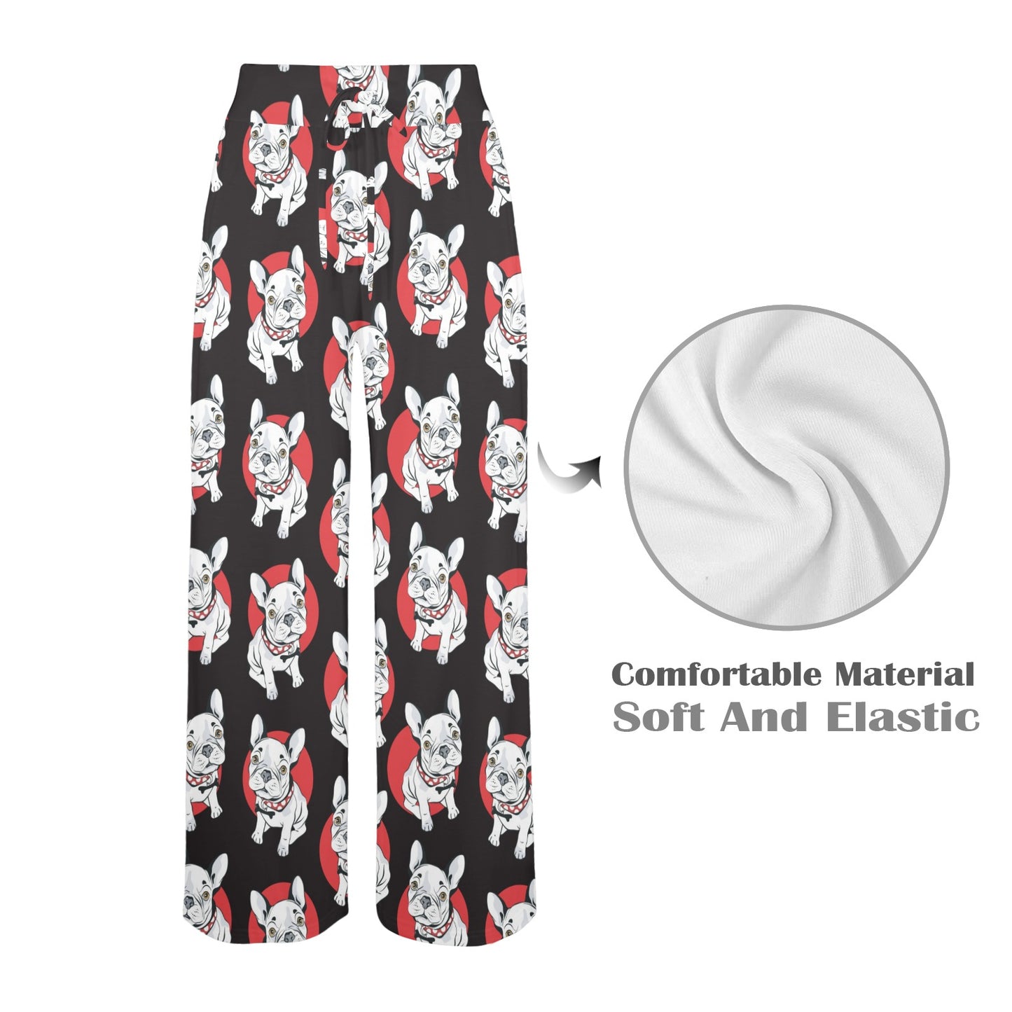 French Bulldogs Design Print Pattern JJ0222 Women's Wide Leg Lounge Pants