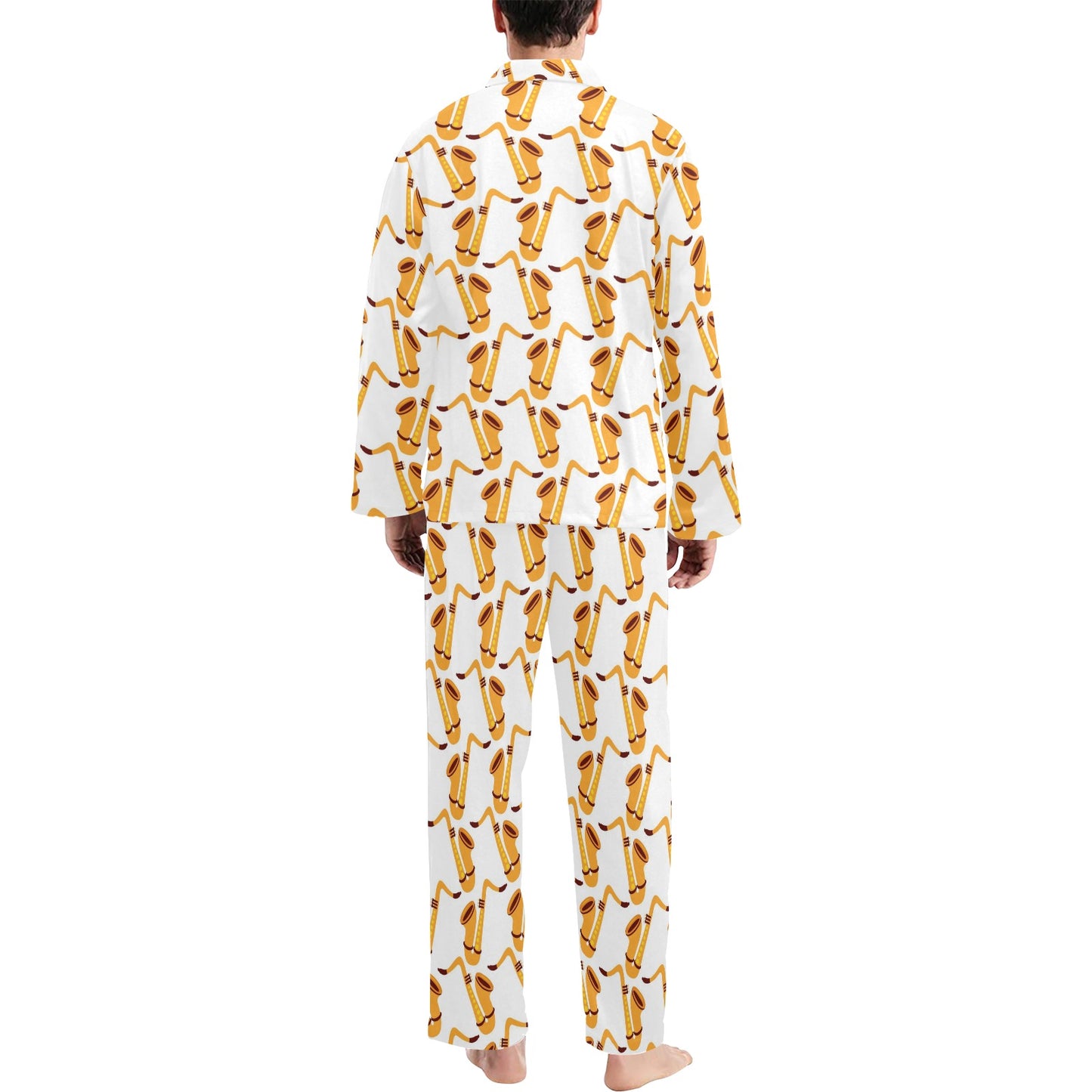Saxophone Print Design LKS404 Men's Long Pajama Set