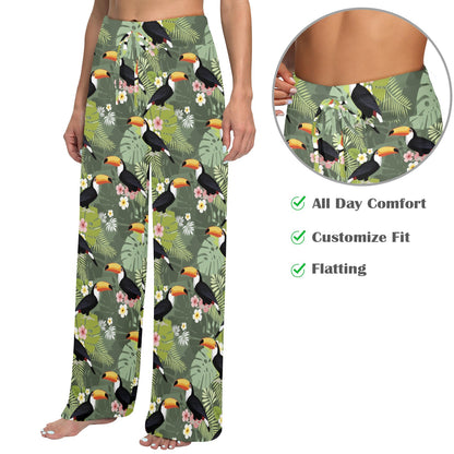 Toucan Print Design LKS304 Women's Wide Leg Lounge Pants