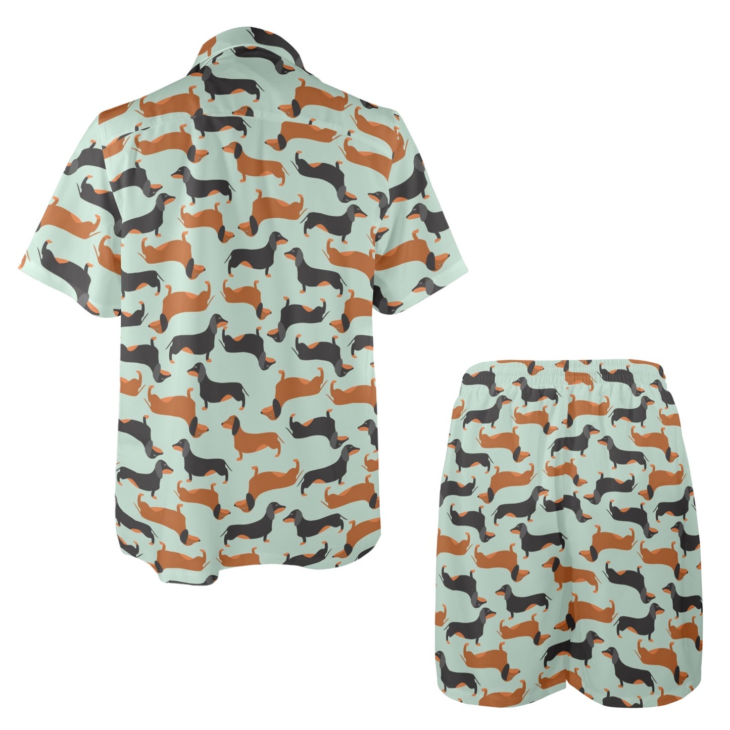 Dachshund Cute Print Pattern Men's Beach Shirt and Shorts Set