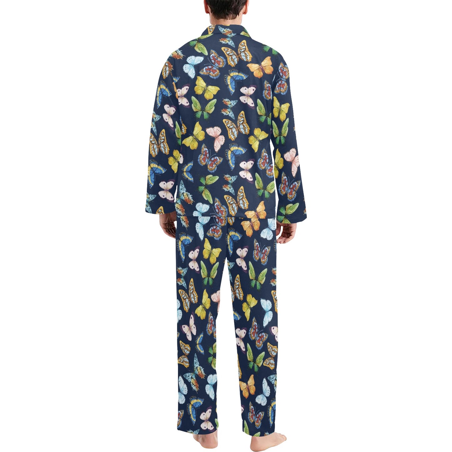 Butterfly Beautiful Print Pattern Men's Long Pajama Set