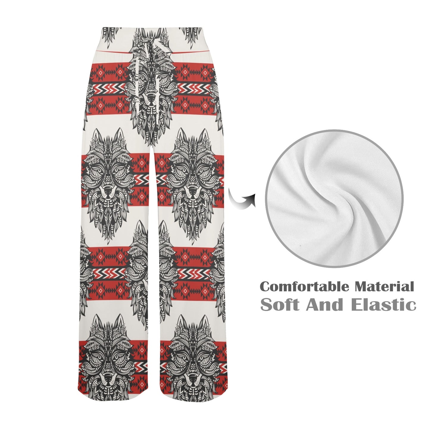 Native Indian Wolf Women's Wide Leg Lounge Pants