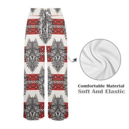 Native Indian Wolf Women's Wide Leg Lounge Pants