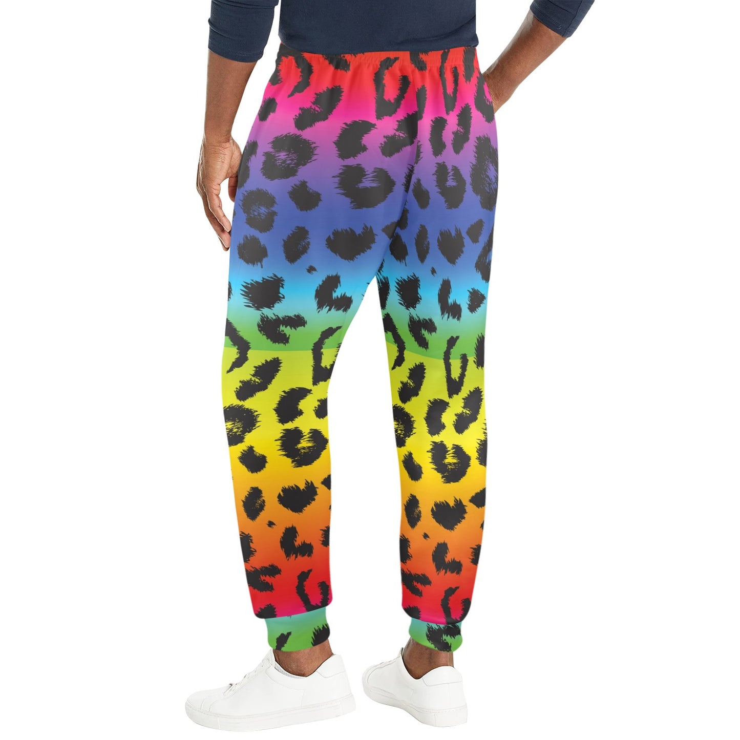 Rainbow Leopard Pattern Print Design A01 Men's Casual Track Pants