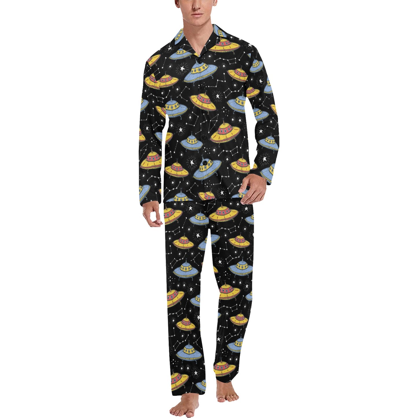 UFO Print Design LKS307 Men's Long Pajama Set