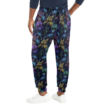 Dragonfly With Floral Print Pattern Men's Casual Track Pants