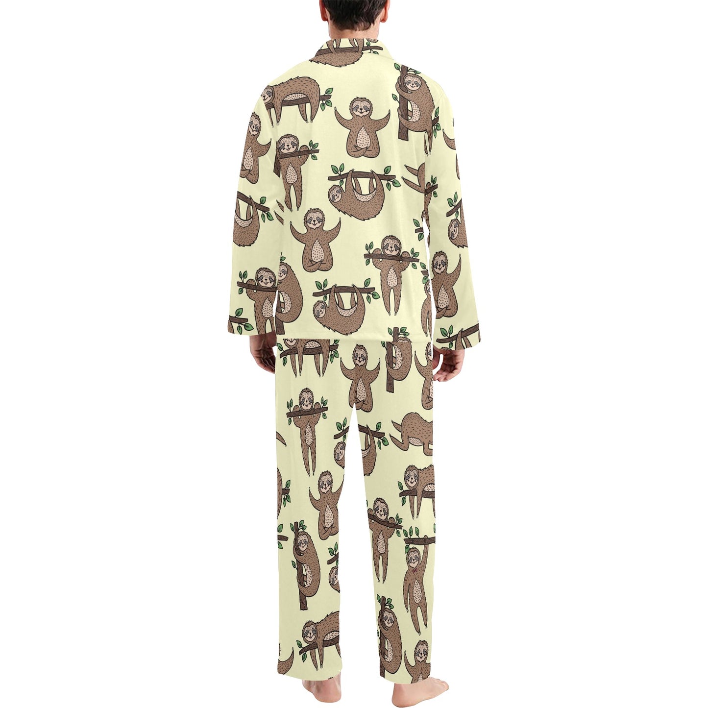 Sloth Print Design LKS3010 Men's Long Pajama Set