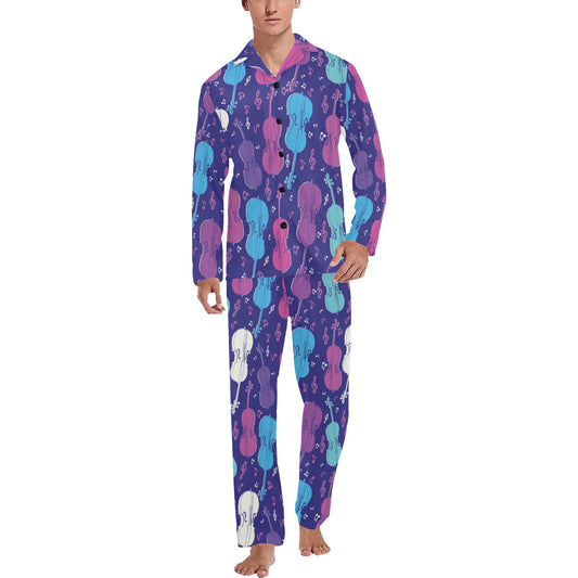 Cello Pattern Print Design 01 Men's Long Pajama Set