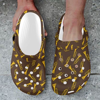 Trumpet Pattern Design Print Unisex Clogs Shoes